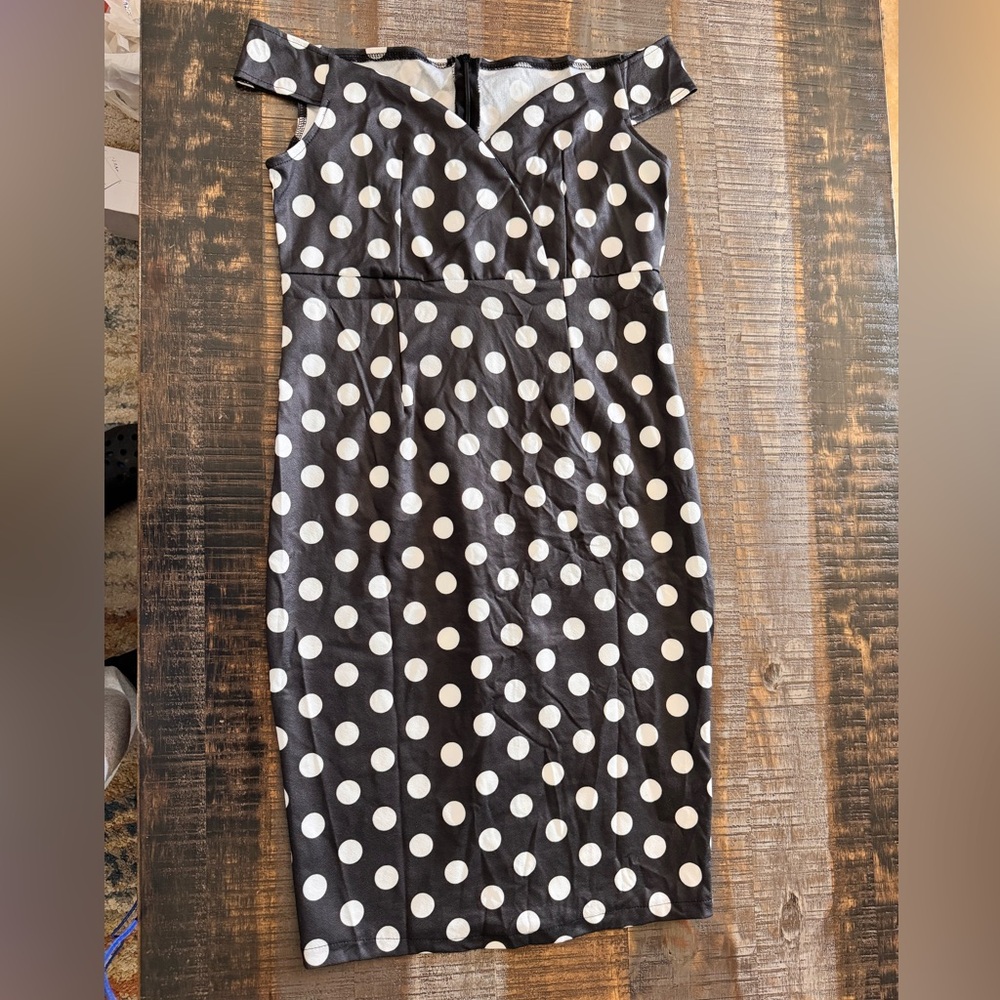Tea Party Dress Vintage Polka Dot 1950s Derby Pencil Bodycon for Women Ladies